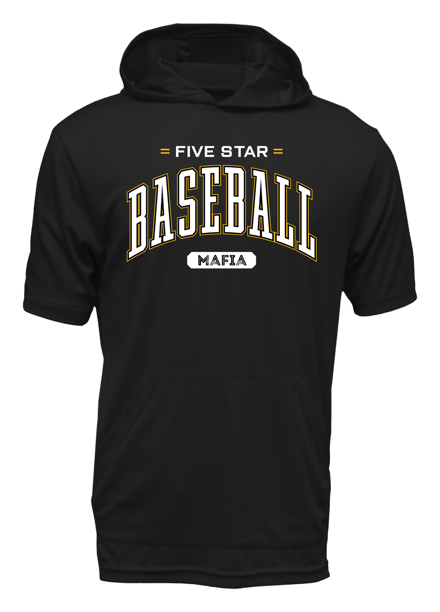 "Five Star Baseball" Adult and Youth Short Sleeve Hoodie w/ front pocket