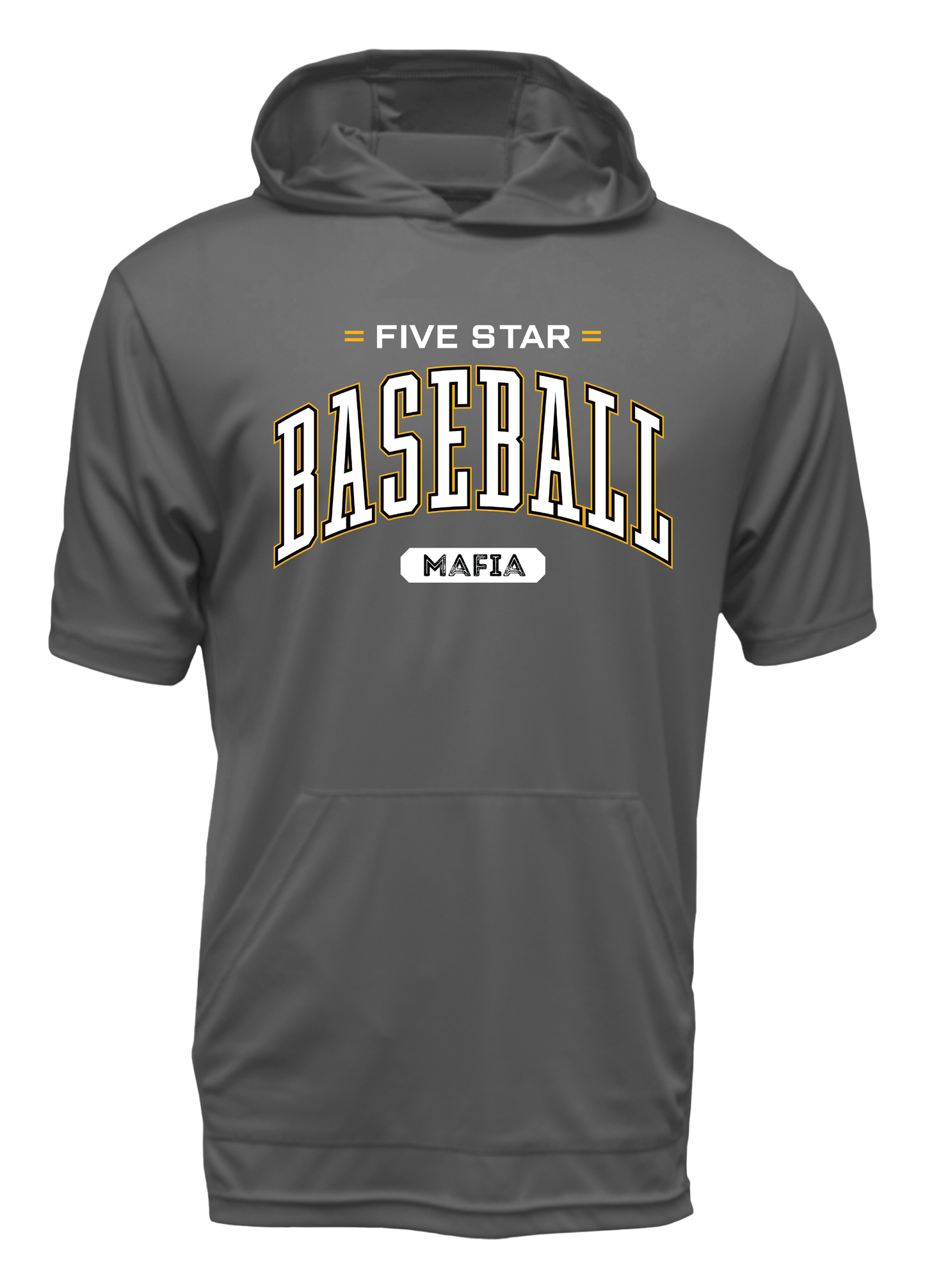 "Five Star Baseball" Adult and Youth Short Sleeve Hoodie w/ front pocket