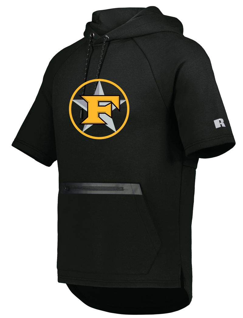 Russell Legend Short Sleeve Tech Fleece Hoodie w/ "Shield" logo.