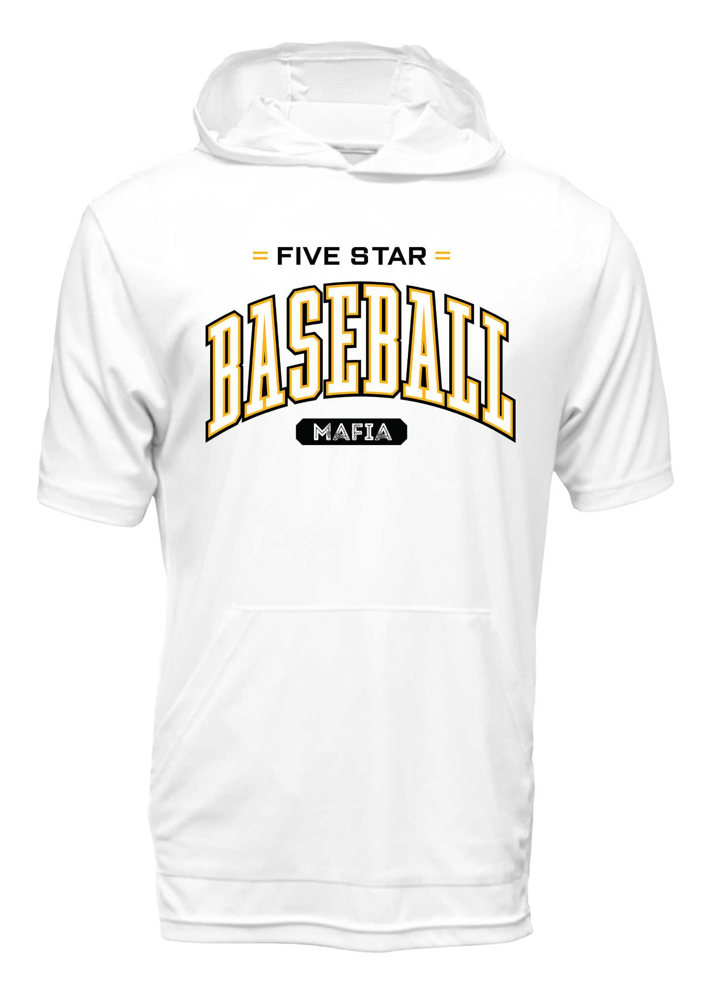 "Five Star Baseball" Adult and Youth Short Sleeve Hoodie w/ front pocket